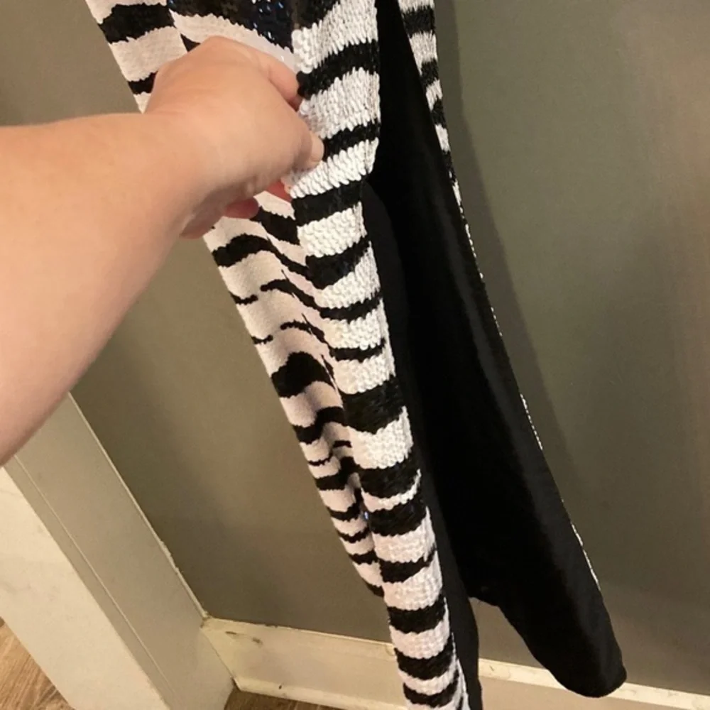 Black and White Sequin Prom Dress
